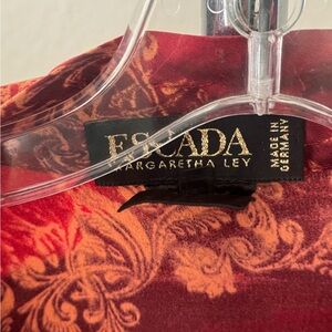 Escada Blouse in Silk - Vibrant Red and Orange Floral Top